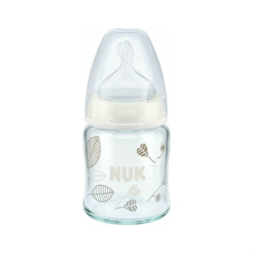 Nuk First Choise Plus Μπιμπερό Γυάλινο Γκρι 120 ml Με Θηλή Σιλικόνης 0-6 Μηνών