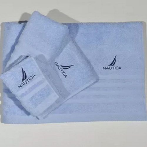 NAUTICA Σετ Πετσέτες 3 τεμ. Σιέλ μονόχρωμες με Κέντημα