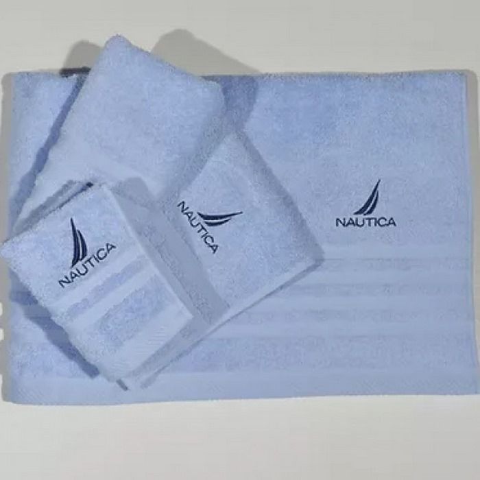 NAUTICA Σετ Πετσέτες 3 τεμ. Σιέλ μονόχρωμες με Κέντημα