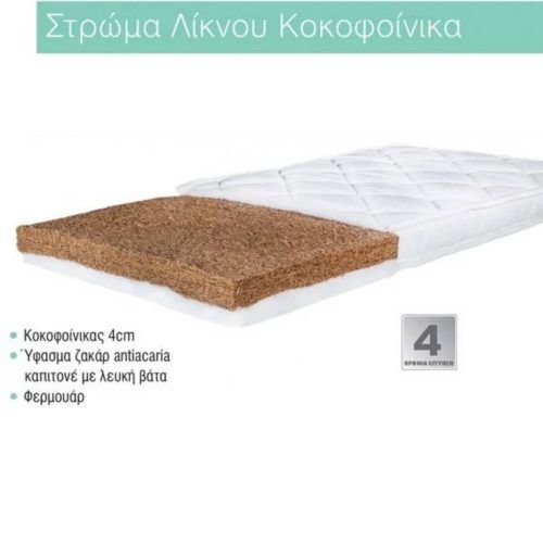 Bebestrom Στρώμα Λίκνου Coco 4cm Υφασμα Καπιτονέ εως 60x90 cm