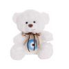 Much toys Αρκουδάκι Bobo Λευκό 28 cm με μπλέ Μάτι Ευχή