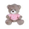 Much toys Αρκουδάκι 20cm Γκρί Μπλούζα Ρόζ ITS A GIRL