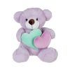 Much toys Αρκουδάκι 25cm Λιλά Με Καρδιές Δίχρωμες