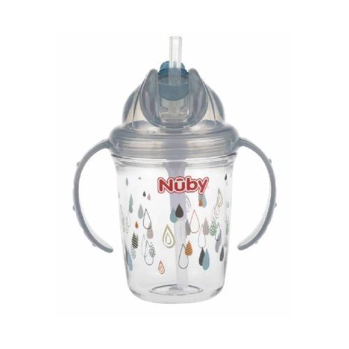 NUBY Παιδικό Ποτηράκι με διπλή λαβή Flip-It - Aqua - 240ml - 12m+