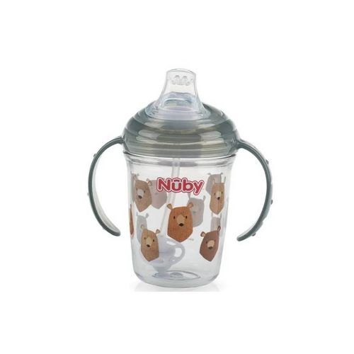 NUBY Παιδικό Ποτηράκι Nuby Πλαστικό No-Spill - 240ml - 6m+ Γκρί