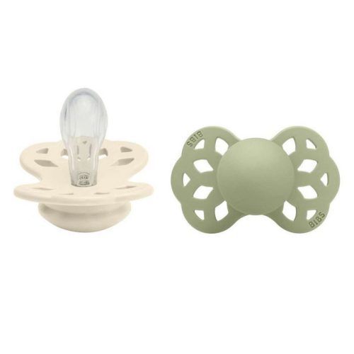 Bibs Πιπίλες Infinity 2τεμ. Silicone Symmetrical No1 Ivory/Sage