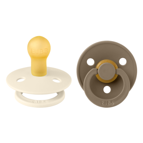 Bibs Πιπίλες Colour Round 2τμχ Latex No1 0m+ Ivory Dark Oak