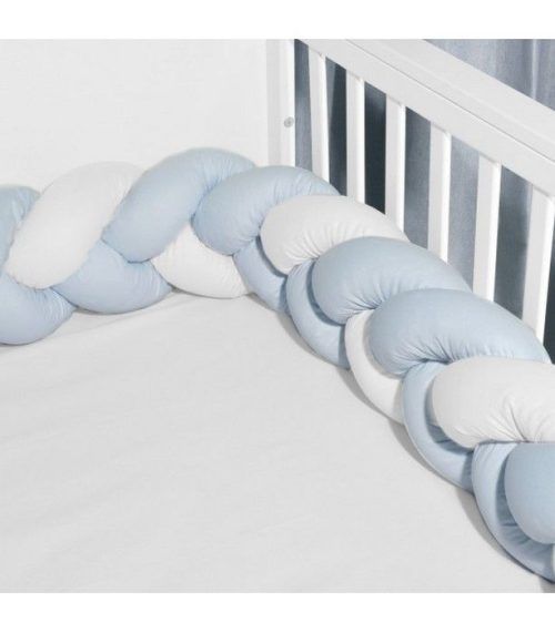 Baby Oliver Πλεξούδα Λευκή Σιέλ Τριπλή Βαμβακερή 20x200 εκ. Des.3110