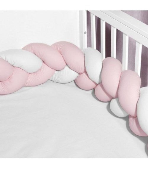 Baby Oliver Πλεξούδα Λευκή-Ροζ Τριπλή Βαμβακερή 20x200cm Des.3120