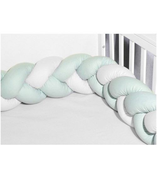 Baby Oliver Πλεξούδα Λευκή-Μέντα Τριπλή Βαμβακερή 20x200cm Des.3130