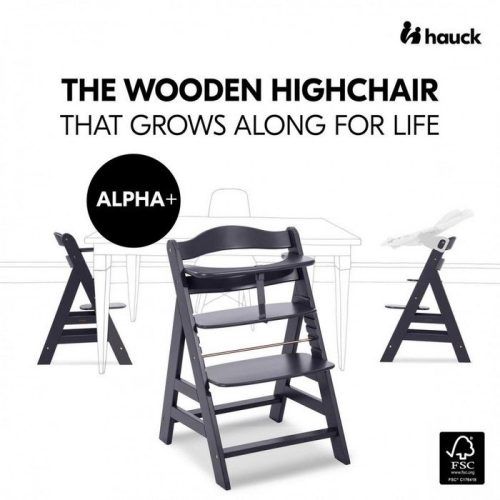Alternative view of Hauck Καρέκλα Φαγητού Ξυλινη Alpha+ Dark Grey