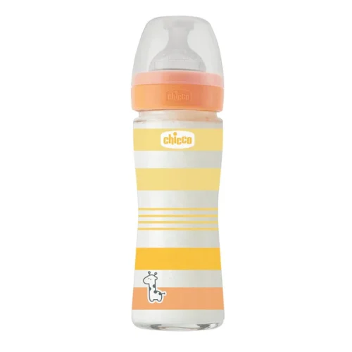 Chicco Γυάλινο Μπιμπερό Well Being Κατά των Κολικών με Θηλή Σιλικόνης 240ml για 0+ μηνών