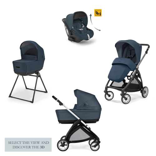 Inglesina Electa Quattro Darwin Infant Recline 2025 Ρυθμιζόμενο Καρότσι 3 σε 1 Kατάλληλο για Nεογέννητο Hudson Blue / Silver Black 8.7kg