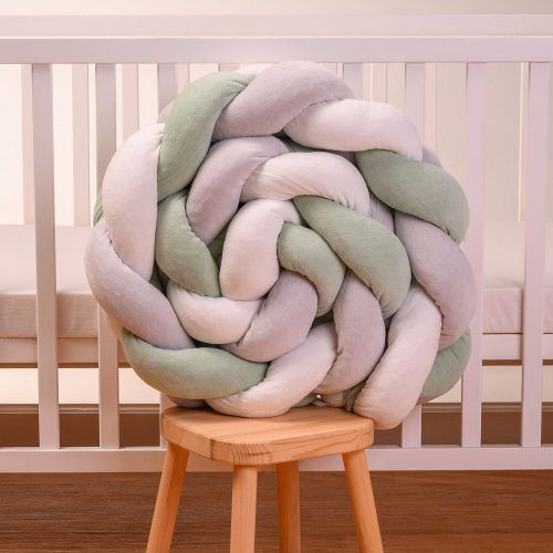 ABO Βελουτέ πλεξούδα γκρι-μέντα-άσπρη 210*20cm