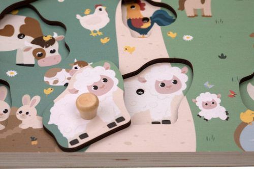 FreeOn Ξύλινο Παιδικό Puzzle με ήχους φάρμας 6pcs