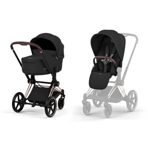 CYBEX NEW PRIAM Comfort Rosegold incl. Πτυσσόμενο πορτ-μπεμπέ Sepia Black | black