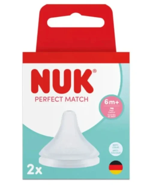 Nuk Perfect Match 6+m Flow Control - Θηλή Σιλικόνης 6+ Μηνών, 2τμχ