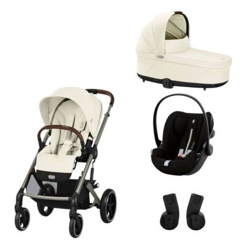 Cybex Balios S Lux Σετ Καρότσι, Πορτ Μπεμπέ, Κάθισμα Αυτοκινήτου Cloud G i-Size Plus & Αντάπτορες Seashell Beige | light beige