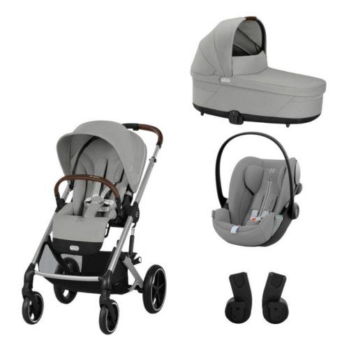 Cybex Balios S Lux Σετ Καρότσι, Πορτ Μπεμπέ, Κάθισμα Αυτοκινήτου Cloud G i-Size Plus & Αντάπτορες Stone Grey | mid grey