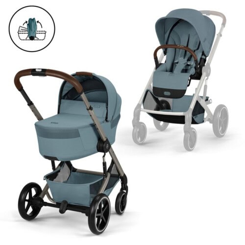 CYBEX Βρεφικό Καρότσι BALIOS S LUX TPE incl. Πτυσσόμενο πορτ-μπεμπέ Stormy Blue | light blue